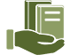 Icon of hands holding books.
