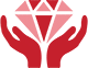 Icon of hands with diamond floating above them.